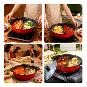 Ensemble de casseroles multifonctionnelles en alliage d'aluminium avec revêtement céramique antiadhésif, durables et faciles à nettoyer, pour cuisson au <span class=keywords><strong>gaz</strong></span>, repas à la maison et fêtes - Product Image 5