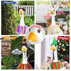 Décoration d'extérieur pour pelouse et patio, ensemble de 7 cils 3D de salon avec extrémités colorées pour statue d'oie de 23/17 pouces - Product Image 2
