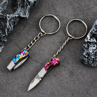 Miniatuur zakmes sleutelhanger EDC mes kleurrijk handvat opvouwbaar kampeermes