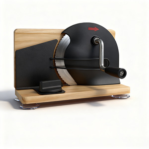 Cortadora de Pan Manual con Cuchilla Giratoria y Base de Madera, Grosor Ajustable, Máquina Comercial para Cortar Pan para Panadería - Product Image 1