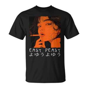 Camiseta Manga Hip Hop Retro Anime, Manga Corta, Unisex, Cuello Redondo, Impresión Digital, Estilo Urbano - Product Image 1