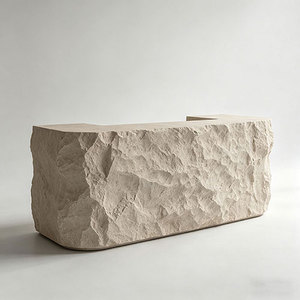 Bancone Frontale Scultoreo in Pietra Q512, Scrivania Personalizzata in FRP GRC, Bancone di Servizio per Lobby e Uffici Commerciali - Product Image 4