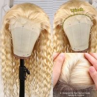 Perruque frontale en dentelle HD 13x6, cheveux humains bruts, ondulations profondes lâches, cheveux cambodgiens bruts, blond miel