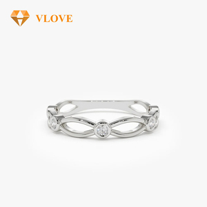 Bague en diamant cultivé en laboratoire en or blanc 14 carats véritable, bague d'anniversaire en or 14 carats avec diamants, alliance large pour le marié - Product Image 5