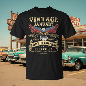 T-shirt vintage pour hommes, janvier 1972, édition limitée, en coton, col rond, manches courtes, chemise promotionnelle pour hommes adultes - Product Image 3