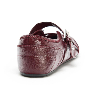 <span class=keywords><strong>Ballerine</strong></span> Mary Jane Brevettate Bordeaux con Cinturini Incrociati e Fibbia, Punta Traspirante, Morbide, Comode, Estive, in Vera Pelle da Donna - Product Image 3
