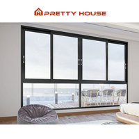 Ventana corredera de aluminio Hurricane Impact, ventanas deslizantes negras de vidrio templado doble de dos/tres pistas personalizadas