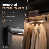 Éclairage LED pour penderie, lampe intégrée pour tringle à vêtements, barre en aluminium robuste de 60 kg pour dressing, meuble YB4001-41