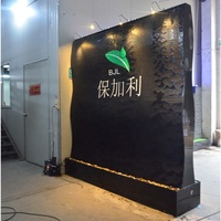 Mur d'eau cascade en acrylique noir avec éclairage, personnalisé en usine, pour la décoration moderne des hôtels, restaurants et jardins