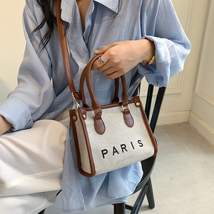 Toile brodée de haute qualité avec logo personnalisé Sac à main de luxe en coton pour femmes avec logo personnalisé - Product Image 6