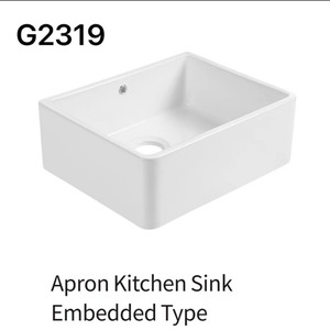Fregadero de Cocina de Cerámica Blanca CR B2418, de un Solo Tazón, Moderno y Minimalista, para Instalar Bajo Encimera - Product Image 4