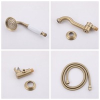 Ensemble de douche moderne WEIHAO en laiton massif brossé or, haute pression, économie d'eau, 3 fonctions, avec douchette pluie, robinet de baignoire et douchette à main