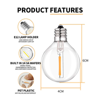 Guirlande lumineuse LED G40, 50 pieds, globes féeriques, éclairage d'extérieur, luminaire décoratif, idéal pour une fête, un jardin, un Patio ou la rue