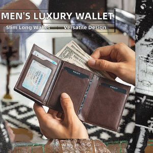 Men's Genuine Leather Soft Leather Multi-functional Business Luxury <b>Wallet</b> Open Closure Polyester Lining <b>Long</b> - Product Image 2