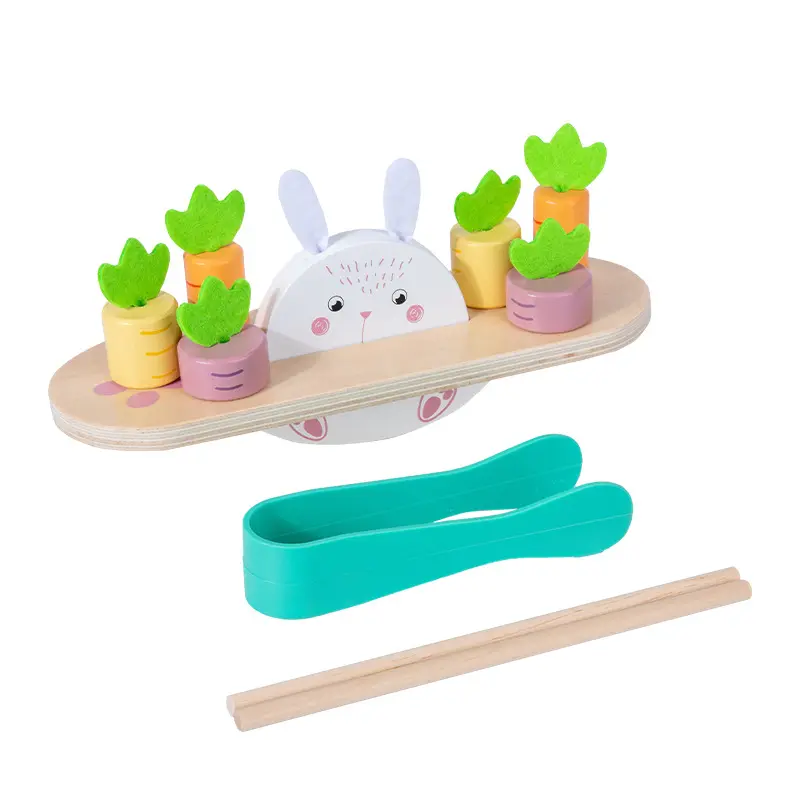 Rabbit Radish Balance Game Sensory Toy Toddlers Wooden Weight Balancing Block Math montesorri educational toys