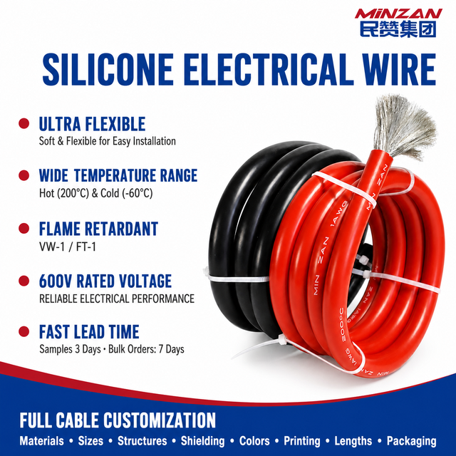 High Temperature Silicone Cable Wire 10 Awg 8awg 16awg 14awg 12awg 18awg Awg Cable Silicone Copper Wire for Car Battery Motor
