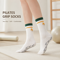 Kaos Kaki Yoga Pilates Khusus dengan Alas Silikon Anti Selip, Manset Elastis, Bahan Bernapas, Cepat Kering, Rajutan, untuk Studio Barre Dance, Unisex Dewasa, Musim Gugur