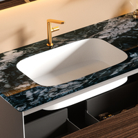 Meuble-lavabo de salle de bain d'hôtel moderne en marbre personnalisé avec miroir intelligent, armoire étanche et lavabo de style villa - Vente en gros