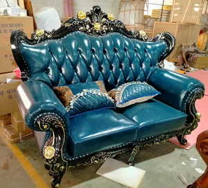 Juego de Sofás de Cuero Europeo de Lujo 1+2+3, Diseño Retro de Piel de Vacuno de Primera Calidad para Sala de Estar de Villa Americana de Madera Maciza, Venta al Por Mayor - Product Image 4