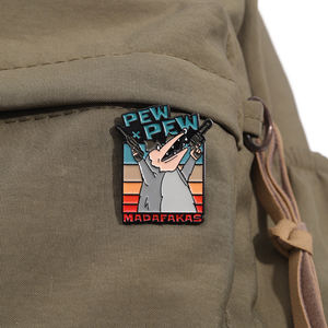 Pew Pew Madafakas Enamel Pin kartun Opossum bros logam kerah lencana perhiasan aksesori ransel grosir - Product Image 3