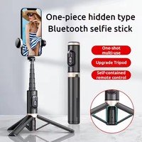 Mini trépied portable multifonction Q12 pour téléphone portable, perche à selfie, BT 4.2, portée de 10 m, design télescopique/pliable pour diffusion en direct sans fil