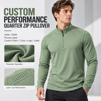 Sweat-shirt de performance pour homme en polyester et élasthanne, col montant zippé, perforations découpées au laser, vente en gros