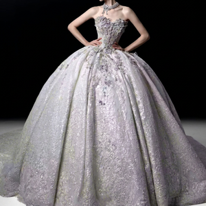 Lsgz01 Impresionante Vestido de Novia Moderno con Cuello Barco, Manga Larga con Efecto Ilusión, Encaje Pesado con Perlas y Cuentas, Estilo Sirena, Largo hasta el Suelo, Cola de Corte y Espalda Descubierta - Product Image 1