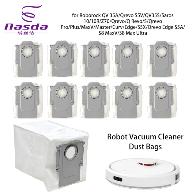 OEM Customized Anti-bacterial HEPA Robot Vacuum Cleaner Dust Bags Replacement for Roborock Qrevo, S8 Max Ultra, Saros 10/10R