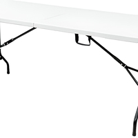Table pliante en plastique HDPE avec structure en acier de 6 pieds pour l'extérieur, idéale pour les fêtes, les repas et la location