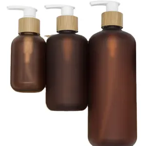 Eco matte branco & preto fosco cilindro pet shampoo frasco com bomba de pulverizador de bambu