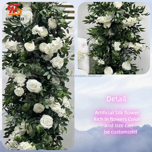 Coureurs floraux verts de Style naturel lisse Table de mariage Arrangements floraux de Rose Coureur personnalisé de mariage - Product Image 6