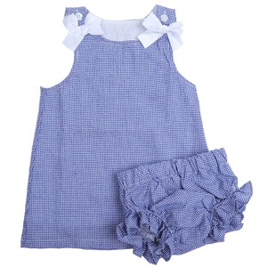 Conjunto de Ropa para Bebés Niñas, 2 Piezas, con Logotipo Personalizado, 100% Algodón Seersucker, Forrado, <span class=keywords><strong>Moda</strong></span> Infantil, Lindo - Product Image 3