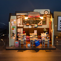 Nouvelle maison de poupée miniature en bois Hongda 2024 M2321, thème Mini Salle de classe L'Âge de l'Innocence, avec éclairage LED, pour loisirs créatifs