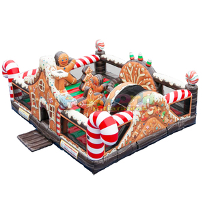Parque infantil navideño con castillo inflable y tobogán para niños, parque de juegos inflable con temática de jengibre. - Product Image 1