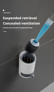 Water <b>Spray</b> Silicone Toilet Brush Long Handle Refillable Silicone Brush With Wall-<b>Mounted</b> Bathroom Cleaning Accessories - Product Image 4
