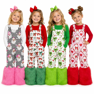 Combinaisons personnalisées pour bébés filles, imprimé Noël Père Noël, manches longues, en Spandex/Coton Biologique, douces, vêtements de boutique tendance - Product Image 1
