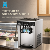 Machine à crème glacée commerciale ZB-BQL168, trois saveurs, machine à crème glacée molle avec panneau de commande numérique, 15 à 18 portions par heure