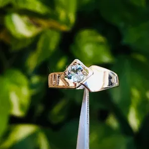 Anillo de Aguamarina de Plata de Ley 925 hecho a mano, piedra natal de marzo, compromiso, promesa, aniversario, regalo de boda para fiestas - Product Image 2