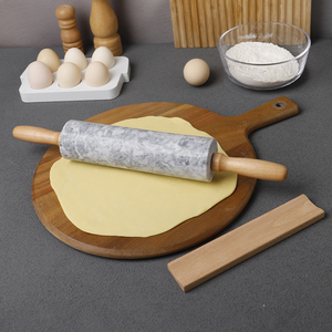 Mattarelli in Marmo Lucidato per Pasticceria con Manico Lungo in Legno di Faggio, Rullo Antiaderente per Impastare Pane, Dolci e Pizza - Product Image 3