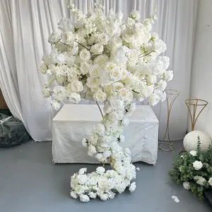 Bola de peças centrais de flores grandes de seda para decoração de casamento IFG Luxury Cores Marfim