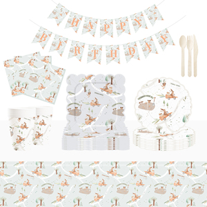 Vajilla para Fiesta de Conejos DAMAI, Artículos para Fiesta de Cumpleaños con Temática de Animales de Granja, Juego de Platos, Servilletas y Vasos para 8 Personas - Product Image 5