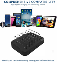 Station de charge multi-USB Type-C pour téléphones portables, station de charge portable de bureau à 6 ports pour tablettes et téléphones portables