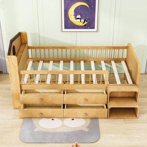 Двухъярусная кровать из сосны с 4 ящиками, полными бортиками, закругленными краями – современный дизайн, экологичная, прочная, безопасная для детей, для спальни - Product Image 2