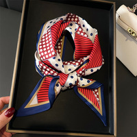 Echarpe d'été pour femmes à pois en soie imprimée avec ruban étroit pour sac Bandeau bandeau pour cheveux