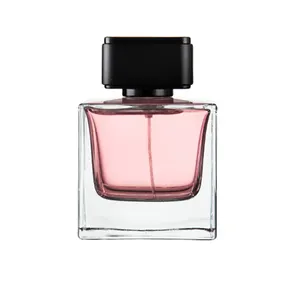 Square Luxury Sprayer Atomizer Perfume Bottle Empty Glass Custom Logo 2023 Design OEM 100ml with Black Cap Cosmetic Custom Color