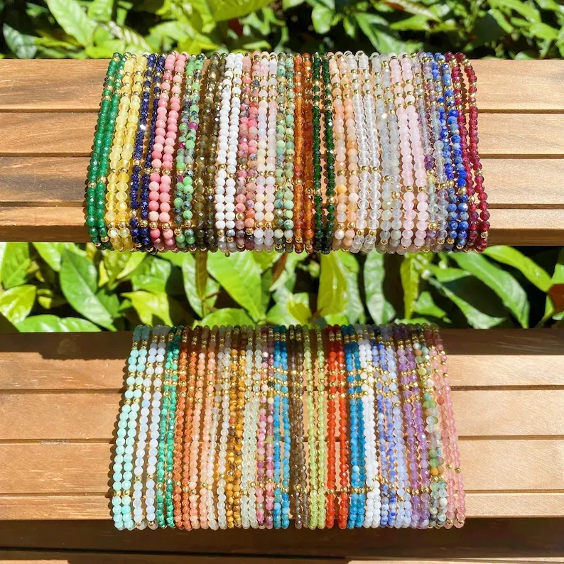 Fournisseur en gros de bracelets en cristal de 3mm pour femmes, délicats, de haute qualité, avec puce de guérison, bricolage