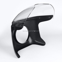 Phare universel de moto de 7 pouces, style rétro café racer, avec pare-brise