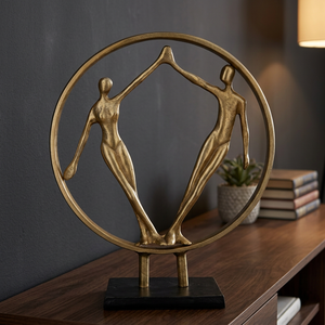 Golden Abstract Couple Sculpture Aluminium Modern Art Decor for Living Room Wedding Theme Birthday Baptism Handmade Tabletop - Product Image 3