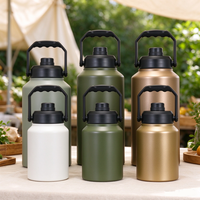 Bouteille d'eau en acier inoxydable de grande capacité, très bien notée, avec poignée robuste pour le camping et les cadeaux de Noël personnalisés