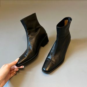 Botines de tacón medio bajo y suave para <span class=keywords><strong>mujer</strong></span>, con suela silenciosa, tacón grueso, punta cuadrada y cremallera trasera, color liso, nueva colección <span class=keywords><strong>otoño</strong></span>/<span class=keywords><strong>invierno</strong></span>. - Product Image 1